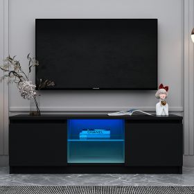 TV Cabinet Wholesale, Black TV Stand with LED Lights