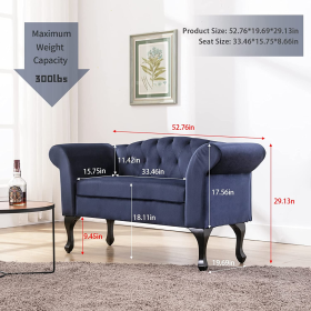 Loveseat Small Sofa Small Mini Room Couch Two-Seater Sofafor Small Space Office Studio Apartment Bedroom; DARK BLUE