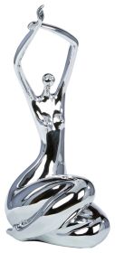 Elizabeth Resin Woman Sculpture Mini, Chrome - Size 12.5" x 4" x 5.5"